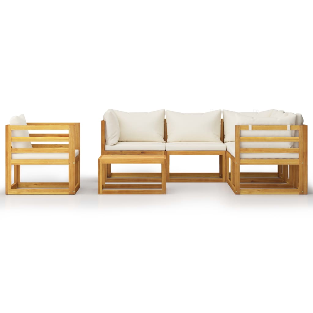 

vidaXL 7-delige Loungeset met kussens massief acaciahout crème