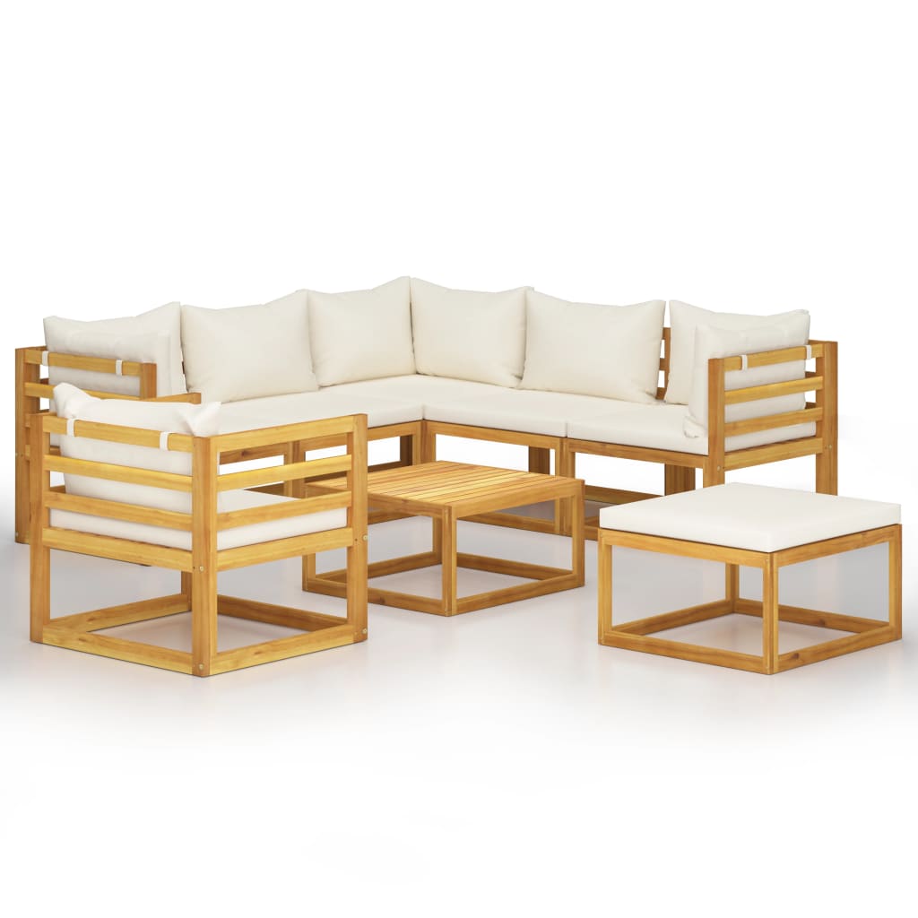 

vidaXL 8 Piece Patio Lounge Set with Cushion Cream Solid Acacia Wood