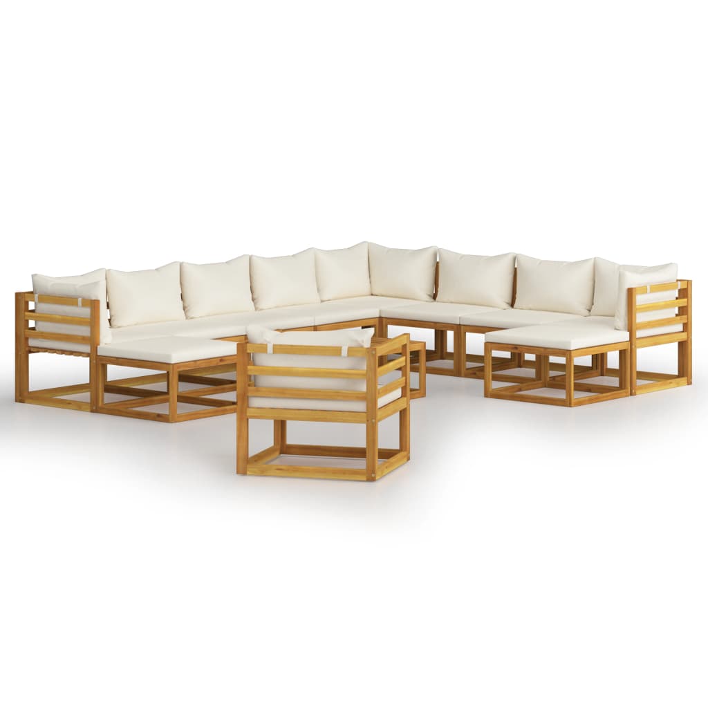 

vidaXL 12 Piece Patio Lounge Set with Cushion Cream Solid Acacia Wood