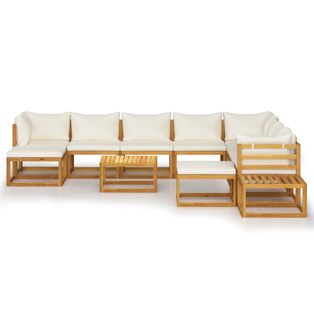 vidaXL 12-delige Loungeset met kussens massief acaciahout crème afbeelding