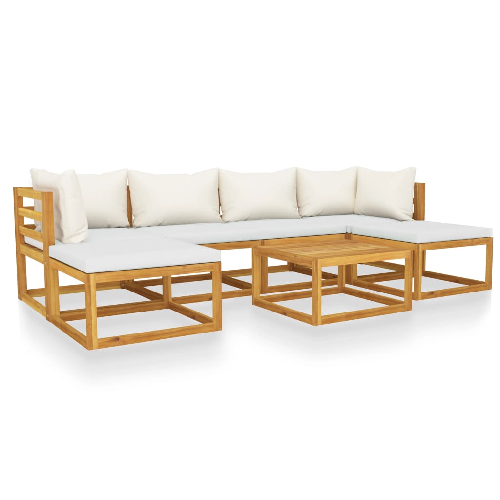 

vidaXL 7 Piece Patio Lounge Set with Cushion Cream Solid Acacia Wood