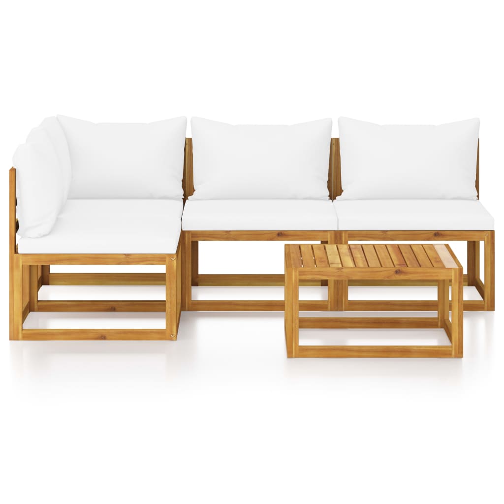 

vidaXL 5-delige Loungeset met kussens massief acaciahout crème