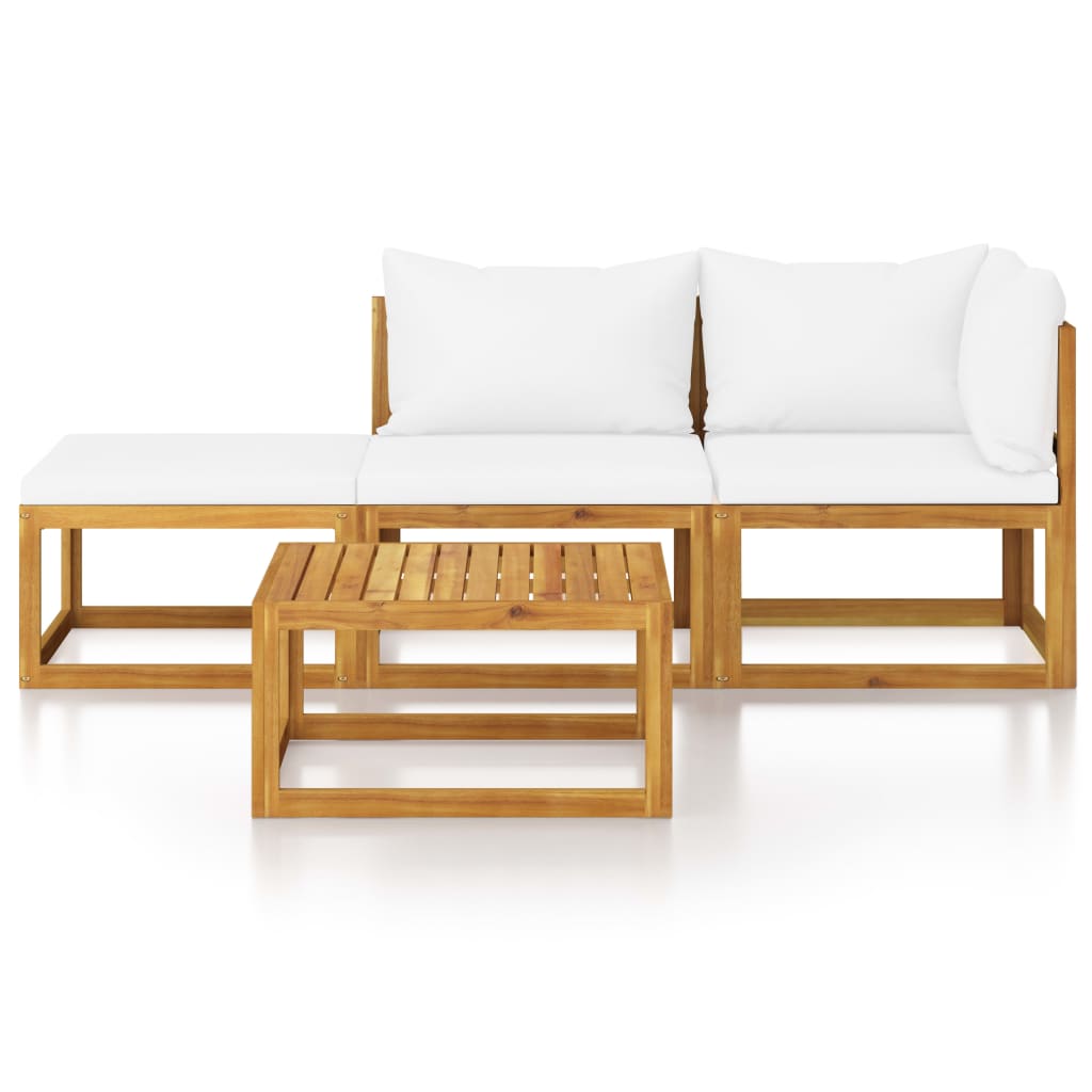 

vidaXL 4-delige Loungeset met kussens massief acaciahout crème