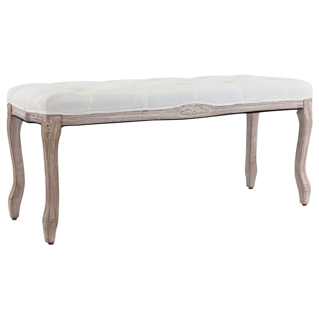 VidaXL Banc Blanc Crème 110x38x48 Cm Lin Et Bois Massif