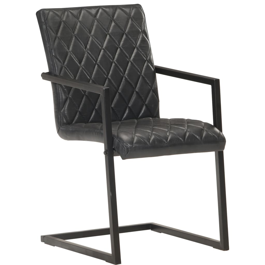vidaXL Eetkamerstoelen 6 st echt leer zwart afbeelding
