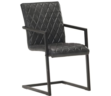 vidaXL Gembinės valgomojo kėdės, 6vnt., juodos spalvos, tikra oda