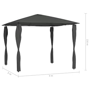Altán s krytými sloupky 3 x 3 x 2,6 m antracitový 160 g/m² - obrázek 4