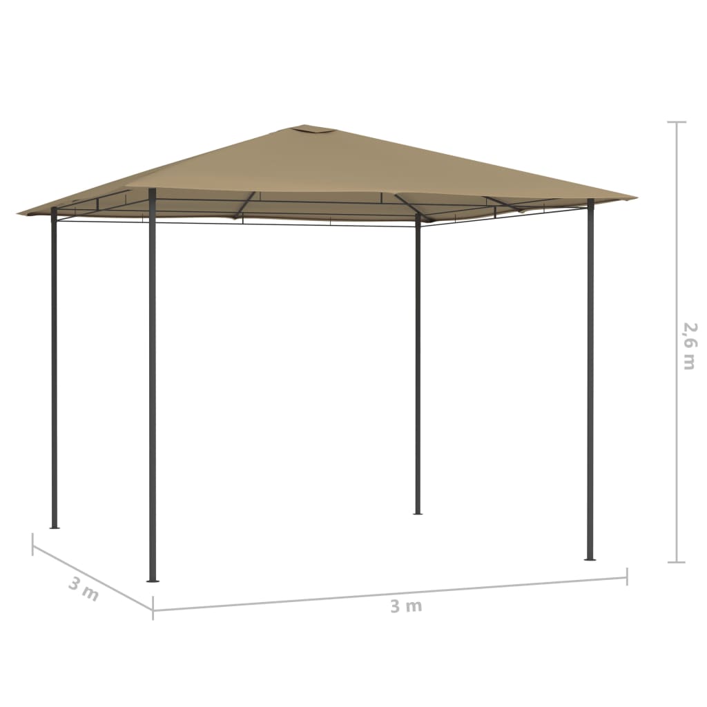 Tópszínű pavilon 3 x 3 x 2,6 m 160 g/m² 