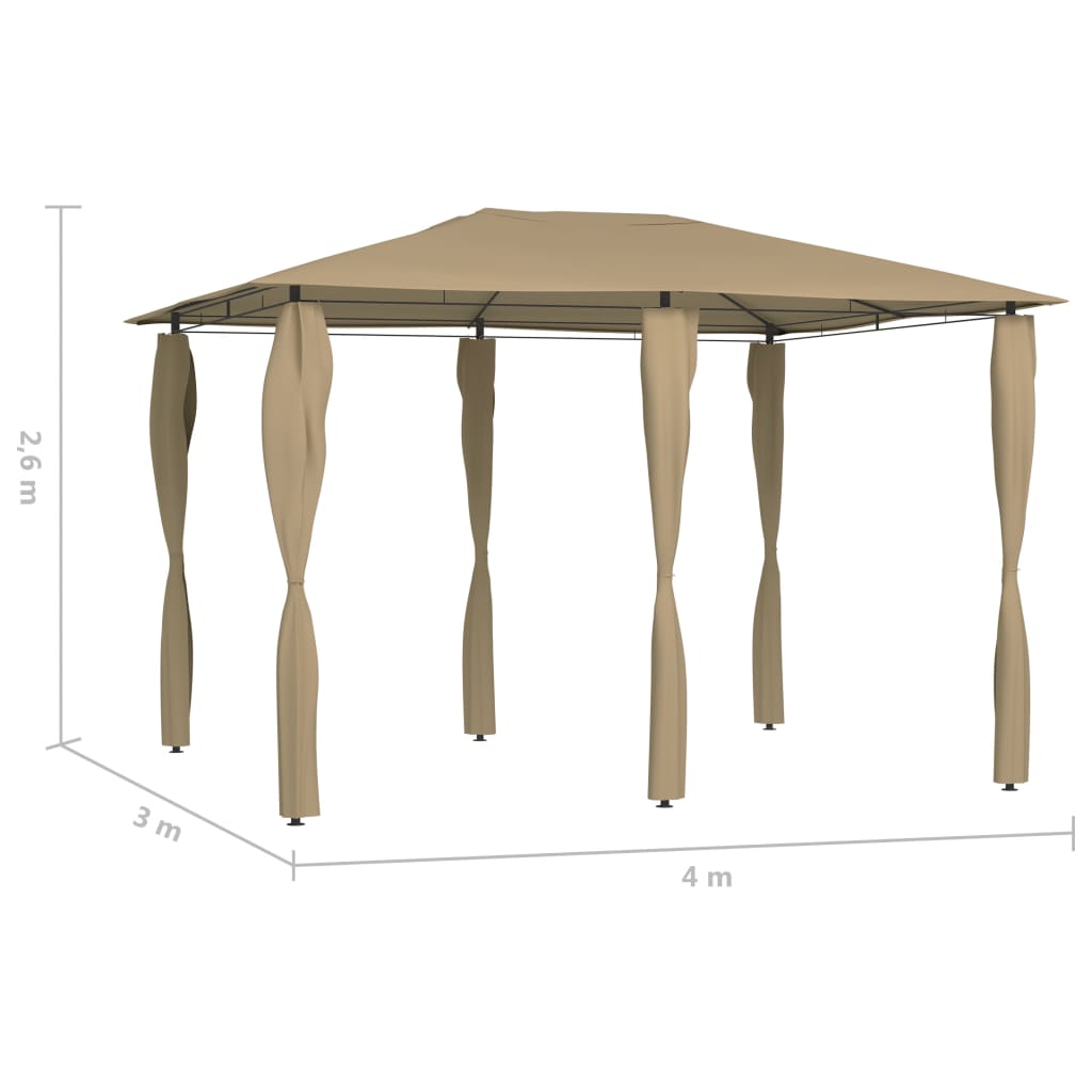 Pavilion cu huse pentru stâlpi, gri taupe, 3x4x2,6 m, 160 g/m²