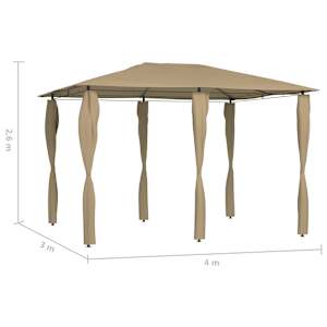 Altán s krytými sloupky 3 x 4 x 2,6 m taupe 160 g/m² - obrázek 4