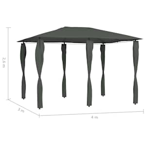 Altán s krytými sloupky 3 x 4 x 2,6 m antracitový 160 g/m² - obrázek 4