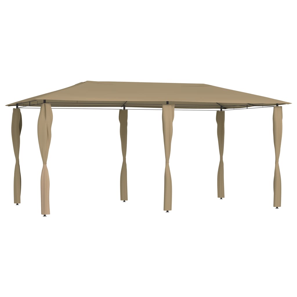 vidaXL Belvédère avec revêtement de poteaux 3x6x2,6 m Taupe 160 g/m²