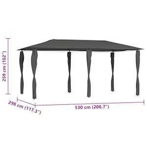 Altán s krytými sloupky 2,98 x 5,3 x 2,59m antracitový 160 g/m² - obrázek 4