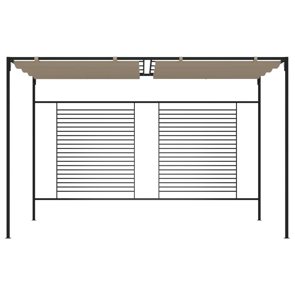 vidaXL Pavilion grădină, acoperiș retractabil gri taupe 3x4x2,3 m 180 g/m²