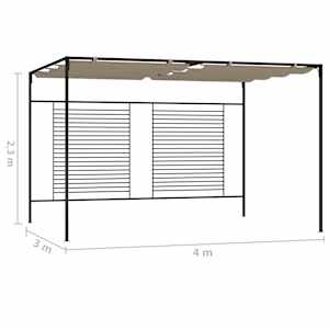 Altán se zatahovací střechou 3 x 4 x 2,3 m taupe 180 g/m² - obrázek 7