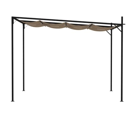 vidaXL Pavilion cu acoperiș retractabil, gri taupe, 300x300x233 cm