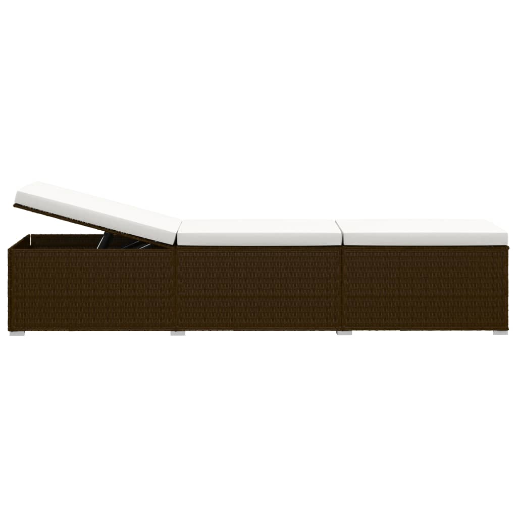 

vidaXL 3-delige Ligbeddenset met theetafel poly rattan bruin