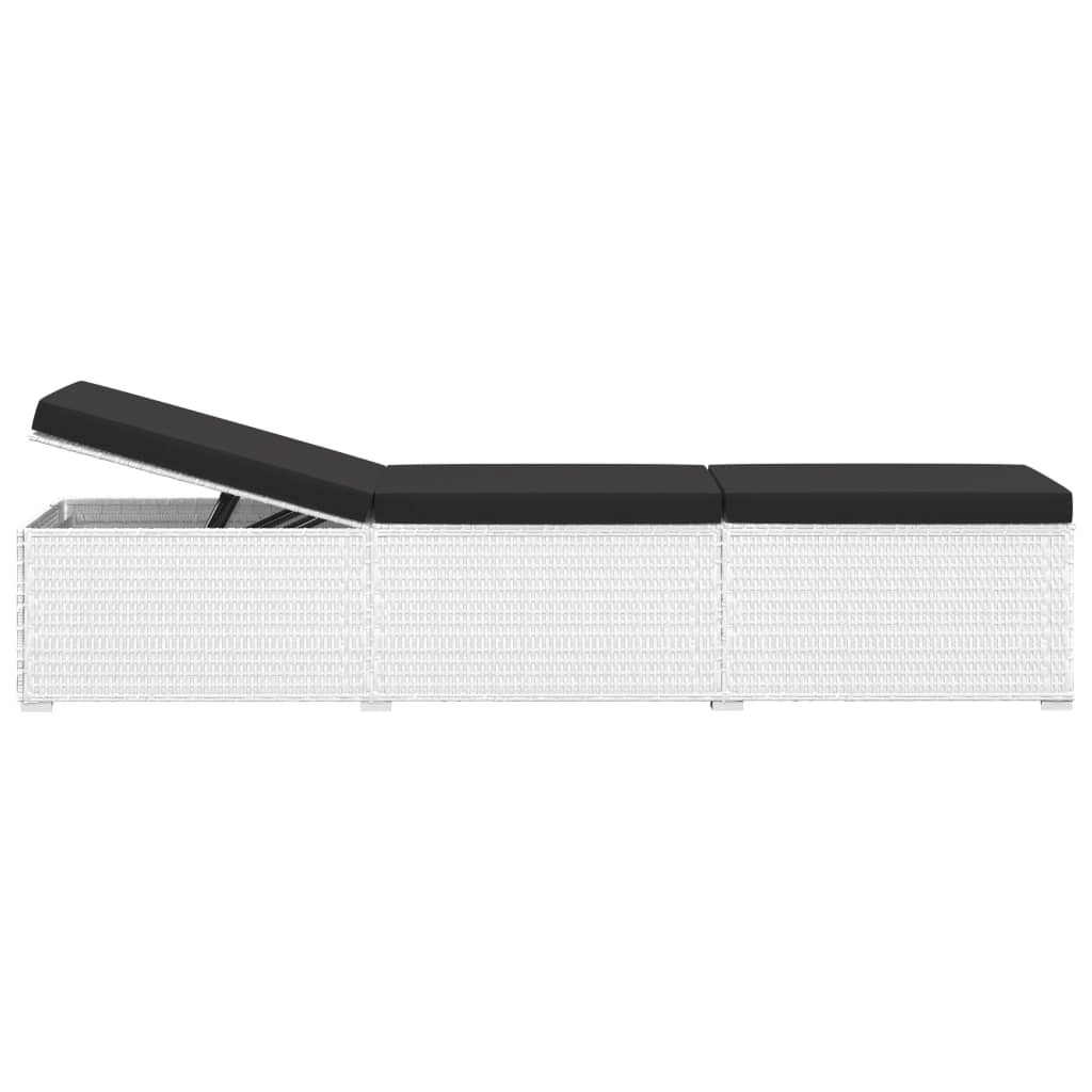 

vidaXL 3-delige Ligbeddenset met theetafel poly rattan wit