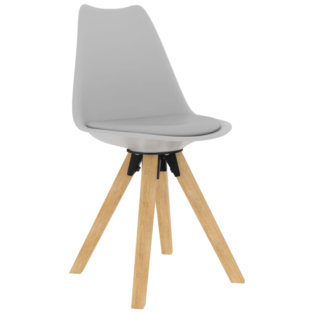 vidaXL Jedálenské stoličky 2 ks sivé PP a masívne bukové drevo
