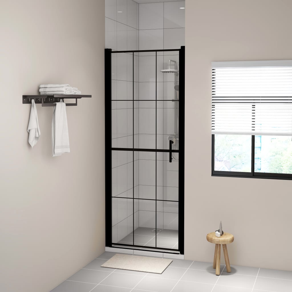 vidaXL Ușă de duș, negru, 81 x 195 cm, sticlă securizată vidaXL