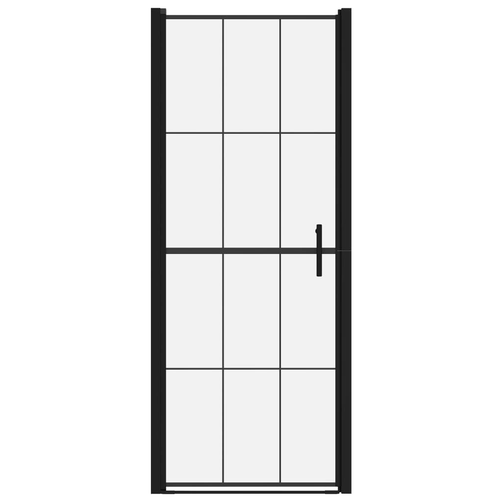 vidaXL Douchedeur 91x195 cm gehard glas zwart afbeelding