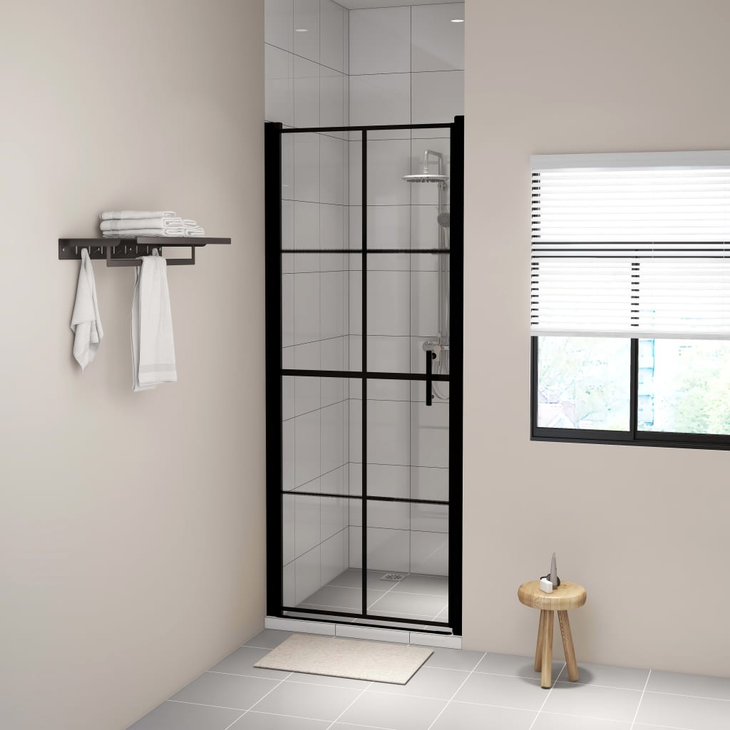vidaXL Ușă de duș, negru, 91 x 195 cm, sticlă securizată vidaXL