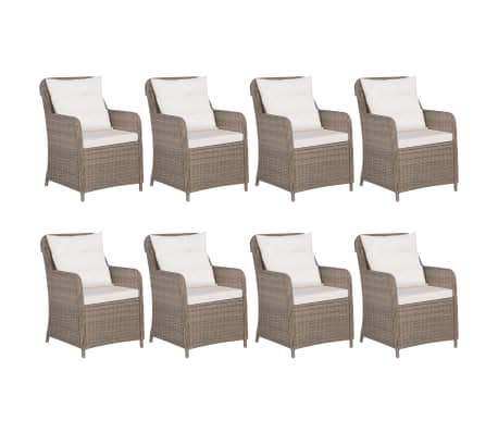 vidaXL 屋外ダイニング9点セット ポリラタン製 ブラウン