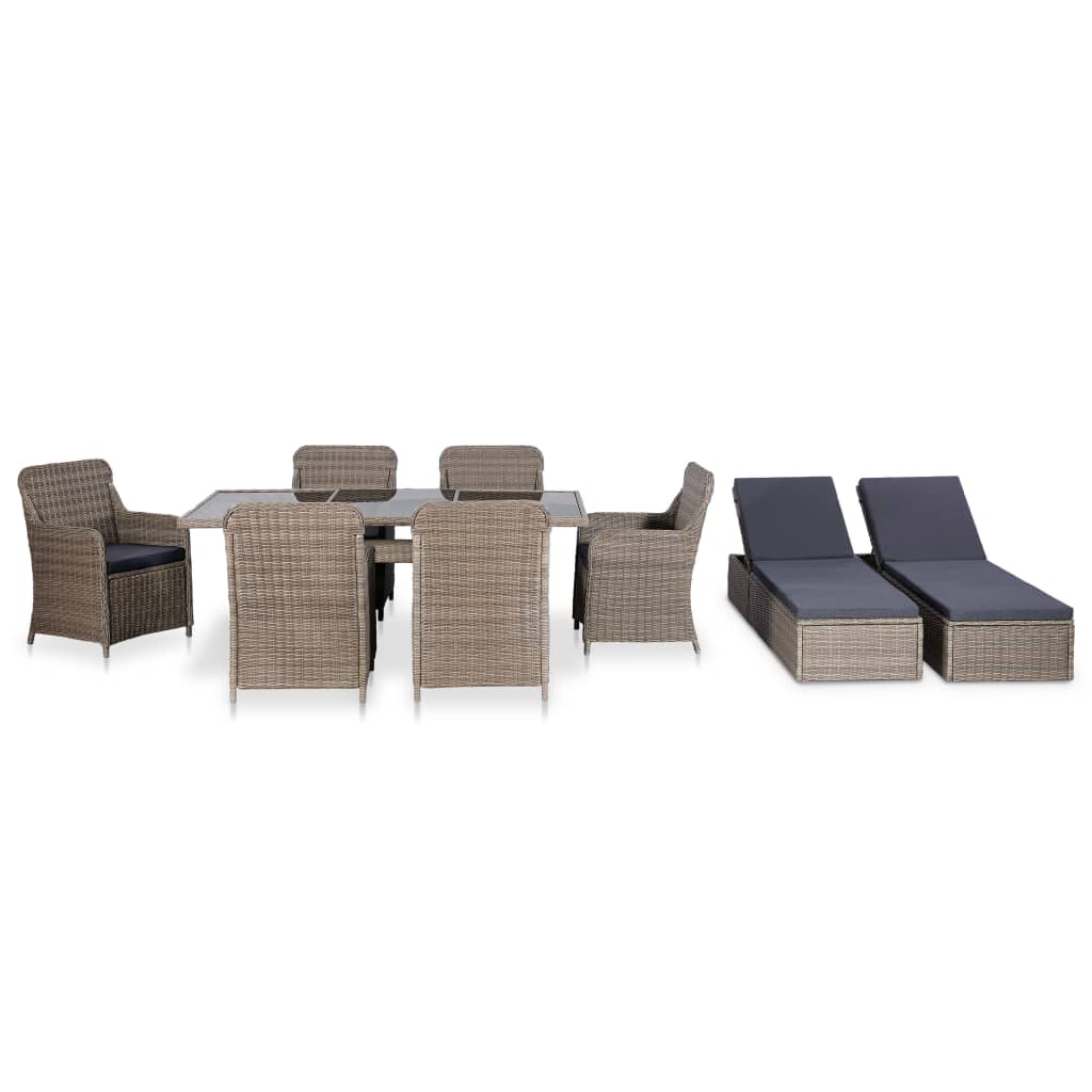 Vidaxl Set Mobilier De Exterior, 9 Piese, Maro, Poliratan