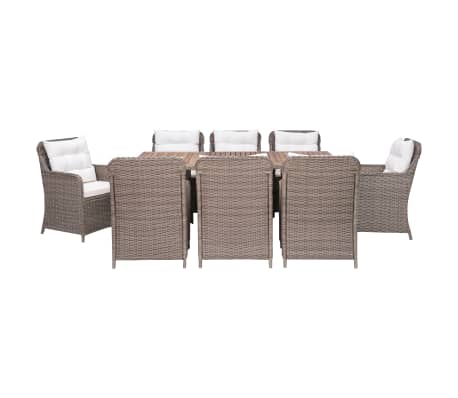 vidaXL 屋外ダイニング9点セット クッション付 ポリラタン製 ブラウン