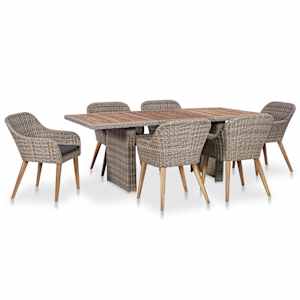 Zunanja jedilna garnitura 7-delna z blazinami poli ratan