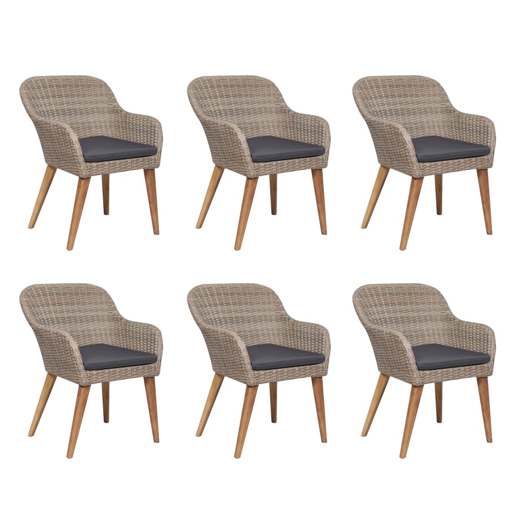 vidaXL 7 részes kültéri polyrattan étkezőgarnitúra párnákkal