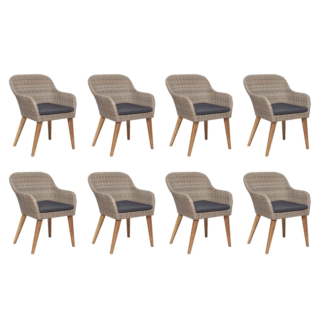 

vidaXL 9-delige Tuinset met kussens poly rattan zwart