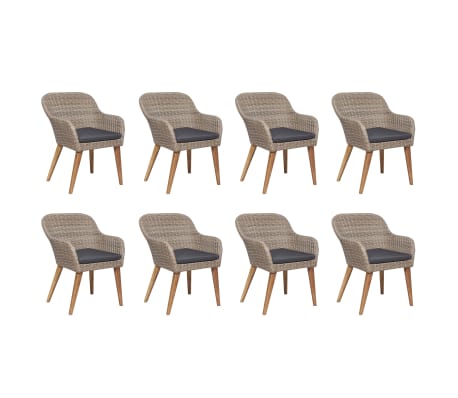 vidaXL 9 Piece Patio Dining Set with Cushions Poly Rattan