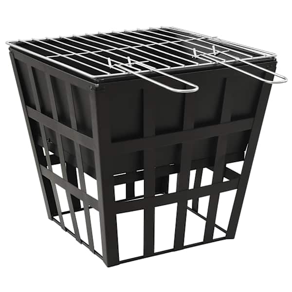 vidaXL kaks &uuml;hes tulease ja grill, 34x34x48 cm, teras
