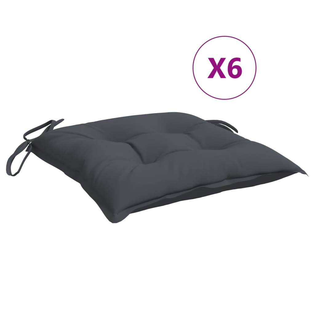 vidaXL Stoelkussens 6 st 40x40x7 cm oxford stof antracietkleurig