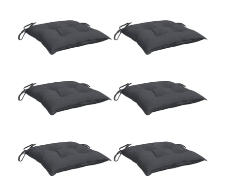 vidaXL Stoelkussens 6 st 40x40x7 cm oxford stof antracietkleurig