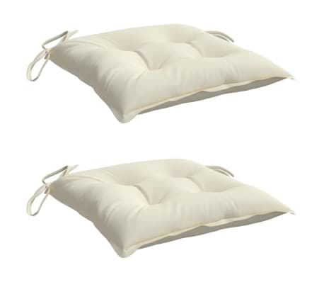 vidaXL dārza krēslu spilveni, 2 gab., krēmbalti, 40x40x7 cm, audums