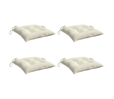vidaXL Coussins de chaise lot de 4 blanc cr&egrave;me 40x40x7 cm tissu oxford