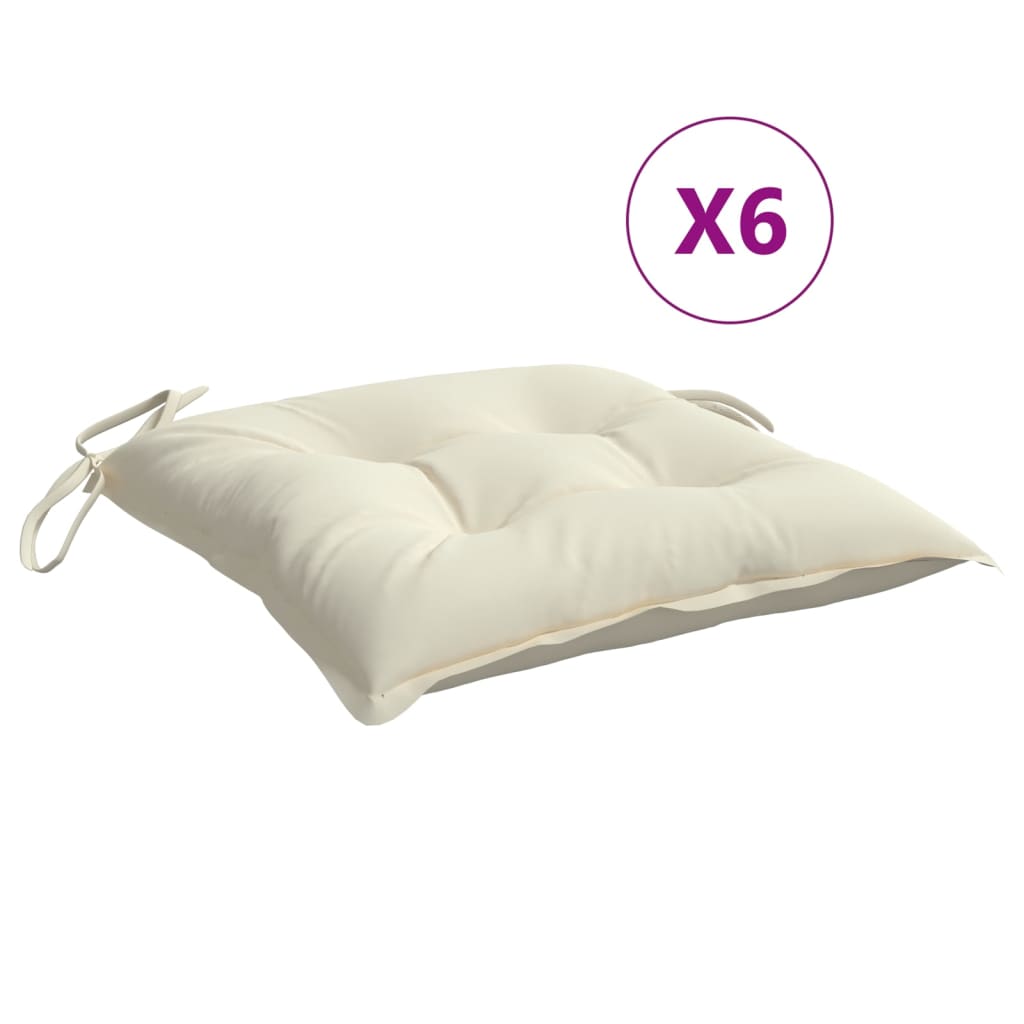 vidaXL Stoelkussens 6 st 40x40x7 cm stof crèmewit