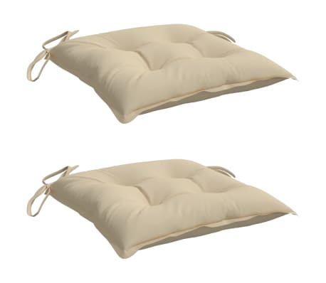 vidaXL Stoelkussens 2 st 40x40x7 cm oxford stof beige