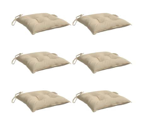 vidaXL Chair Cushion Set of 6 Beige Oxford fabric Medium Non-slip