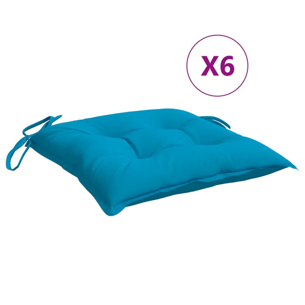 

vidaXL Chair Cushions 6 pcs Light Blue 15.7"x15.7"x2.8" Fabric