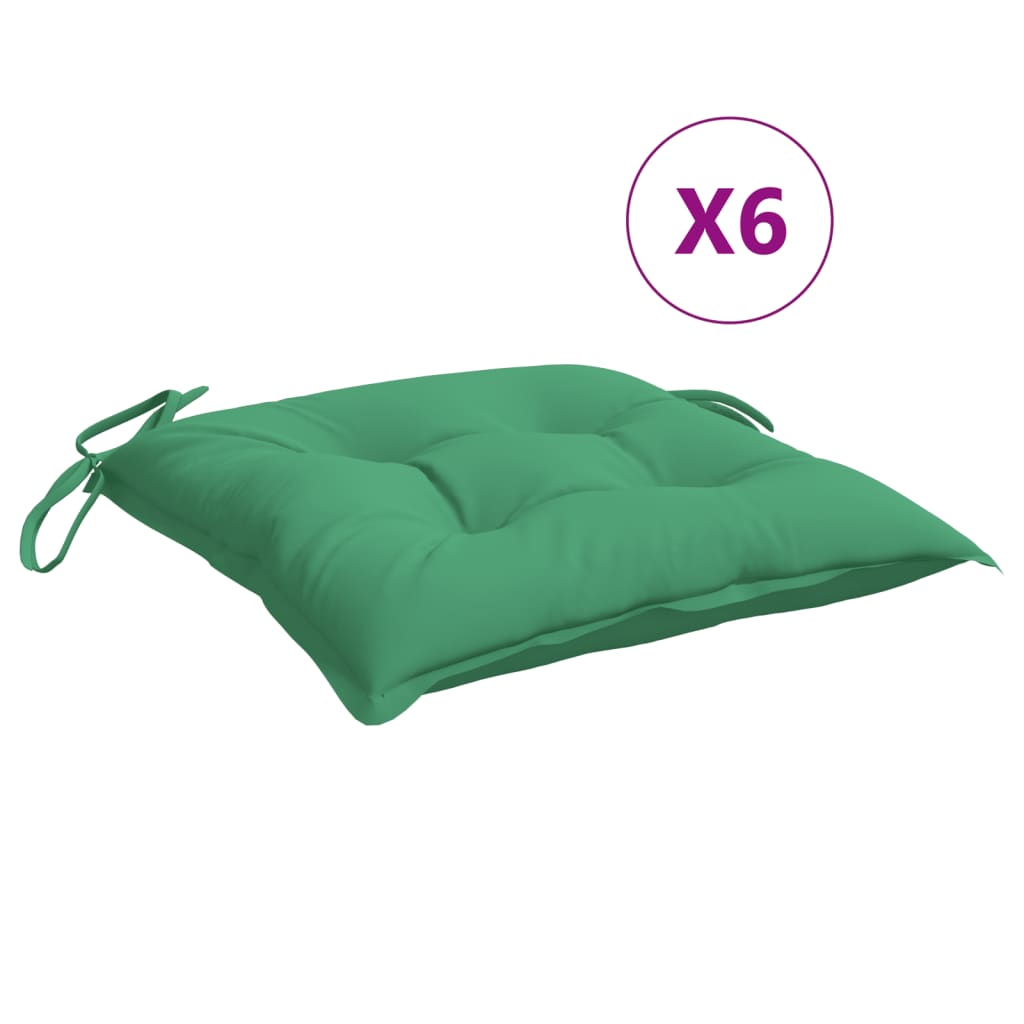 vidaXL Perne de scaun, 6 buc., verde, 40 x 40 x 7 cm, textil vidaxl.ro