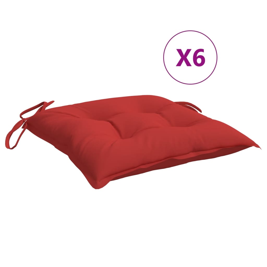 

vidaXL Chair Cushions 6 pcs Red 15.7"x15.7"x2.8" Fabric
