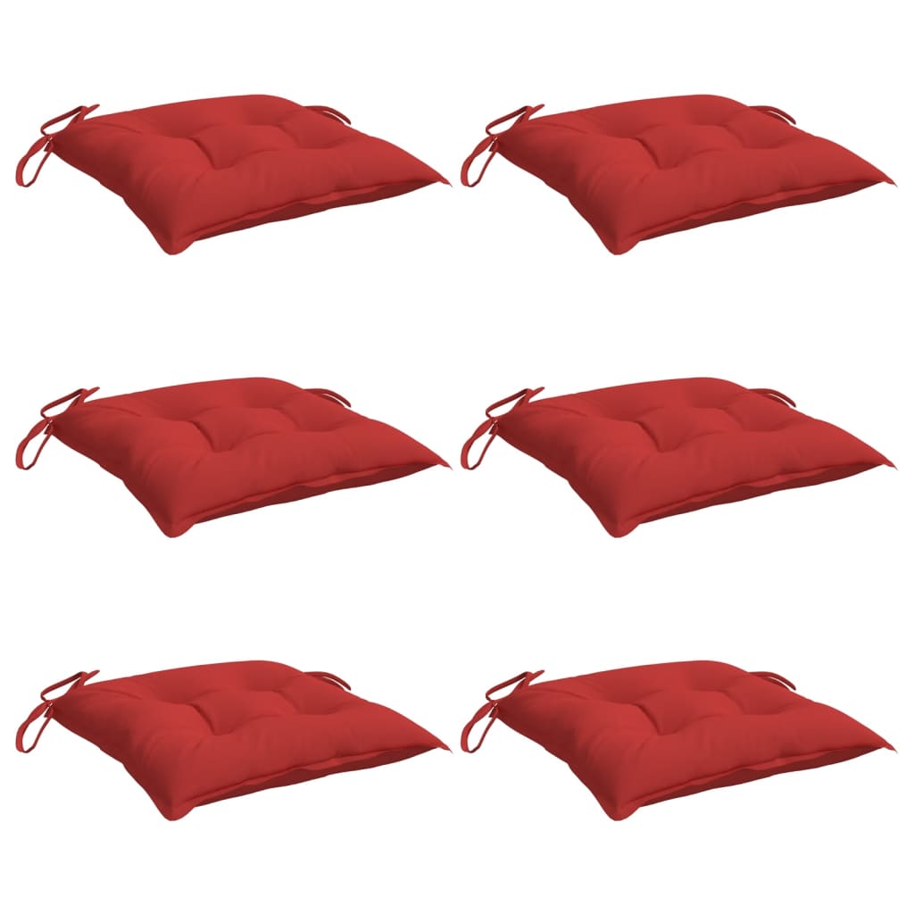 vidaXL Kėdės pagalvėlės, 6vnt., raudonos, 40x40x7cm, oksfordo audinys