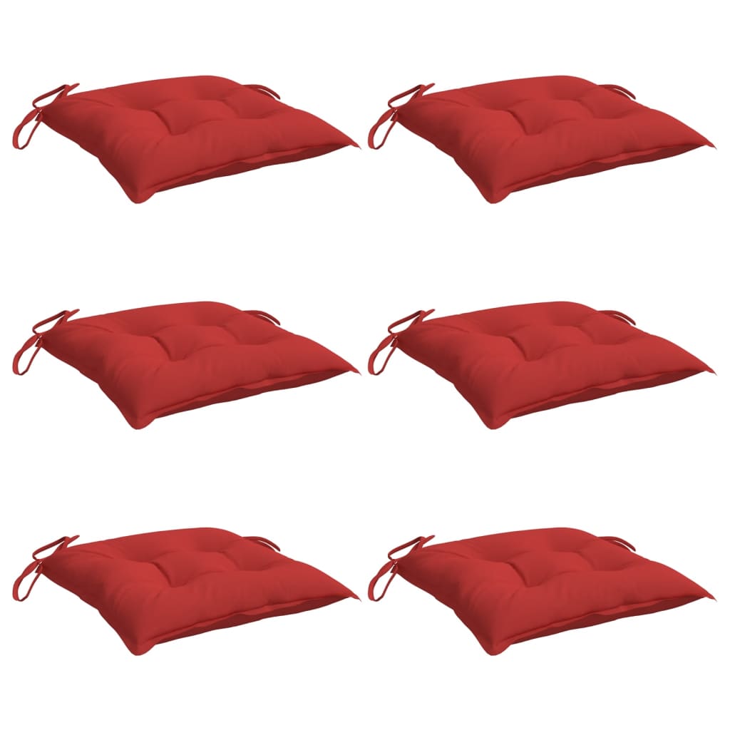 vidaXL Almofadões de cadeira 6 pcs 40x40x7 cm tecido oxford vermelho