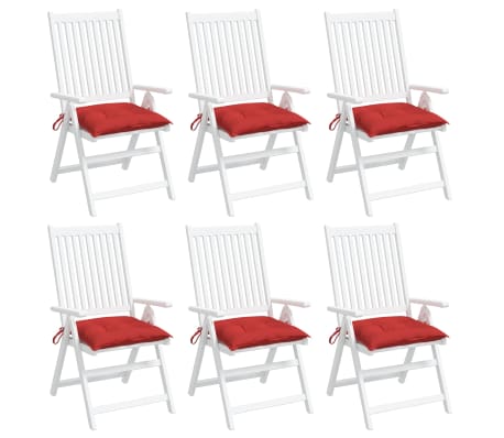vidaXL Poduszki na krzesła, 6 szt., czerwone, 40x40x7 cm, tkanina