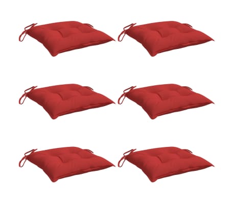 vidaXL Chair Cushions 6 pcs Red 15.7"x15.7"x2.8" Oxford Fabric