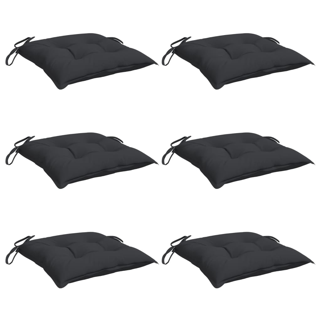 vidaXL Chair Cushions 6 pcs Black 15.7"x15.7"x2.8" Oxford Fabric