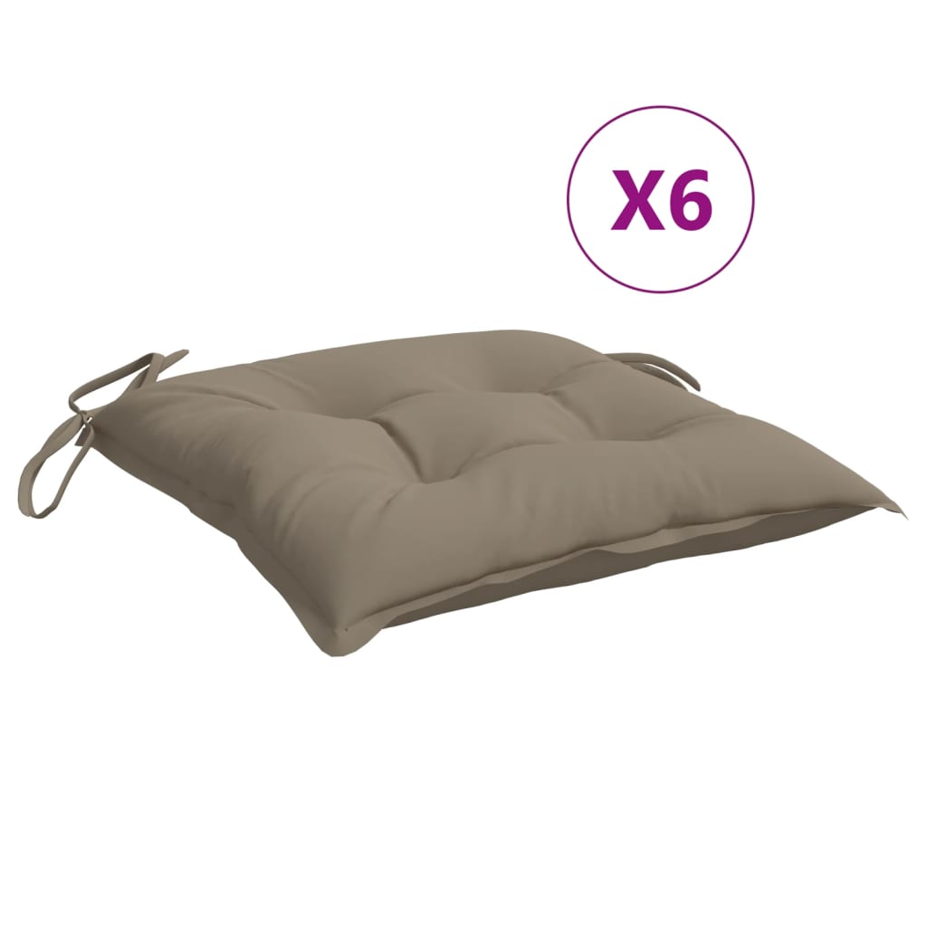 vidaXL Podušky na židli 6 ks taupe 40 x 40 x 7 cm látka oxford